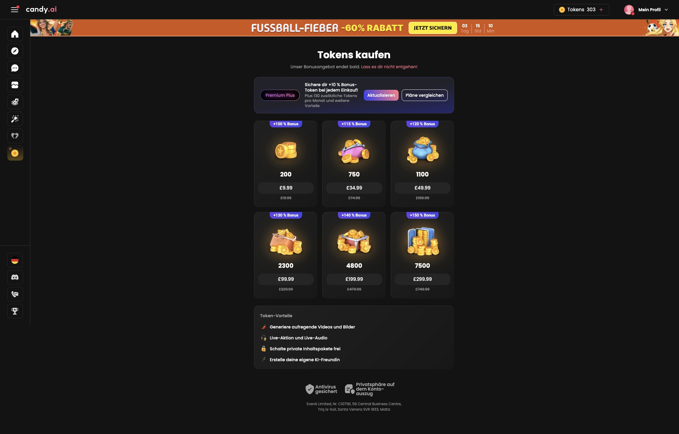 Candy AI – Token- und Preisübersicht